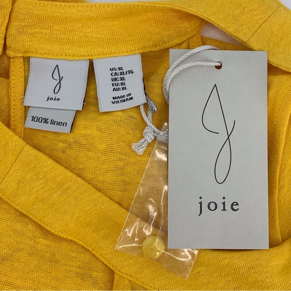 Joie NWT Yellow Linen Banded High Neck Sleeveless Top, XL - Picture 15 of 16